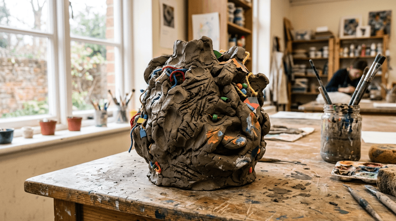 Abstract clay sculpture — organic, textured, raw and expressive
